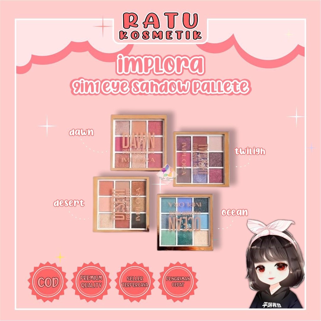 ❤ RATU ❤ Implora 9in1 New Eyeshadow Palette | Desert Dawn Twilight Ocean (✔️BPOM)