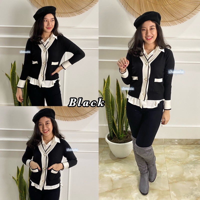 Kardigan rajut wanita import korea claudia knitted cardigan jaket hangat cewek jacket tebal