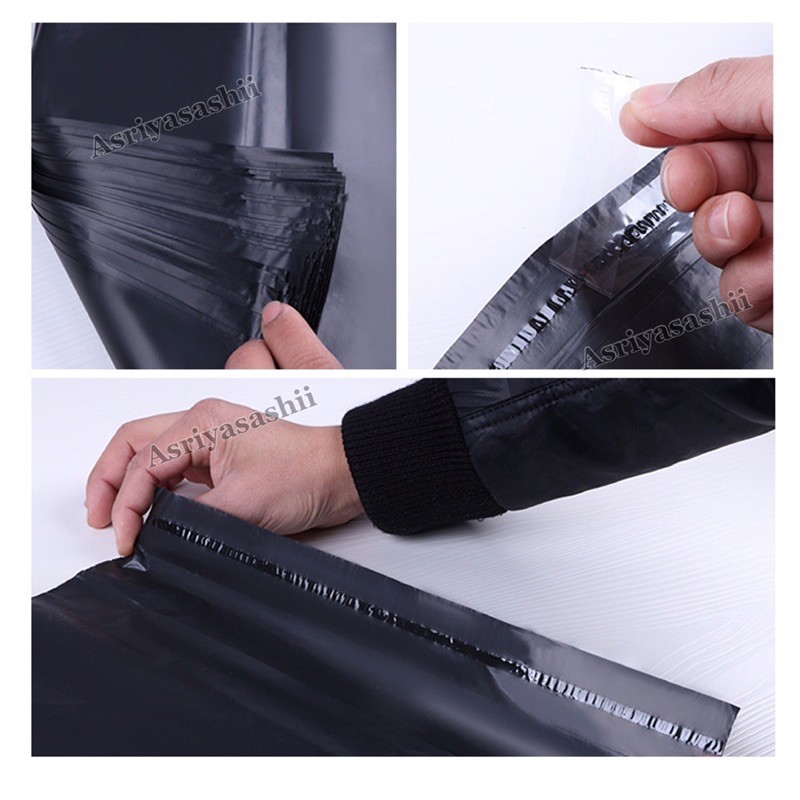 Plastik Packing Online Shop 100 Lembar 25x40cm Hitam Dengan Perekat/Polymailer Termurah Terlaris