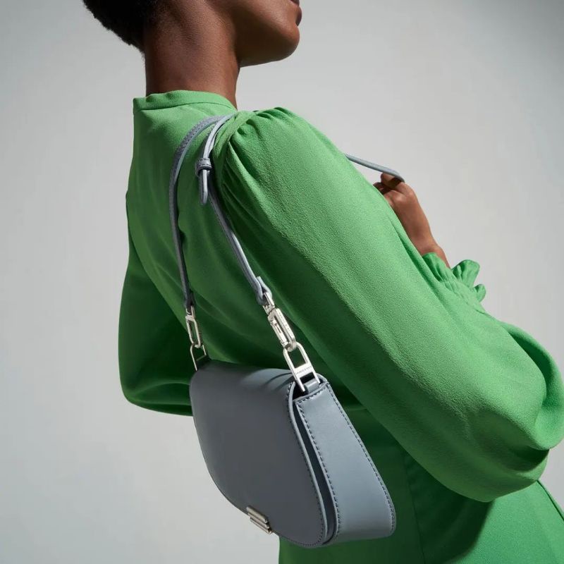 CK Linear Metallic Accent Shoulder Bag
