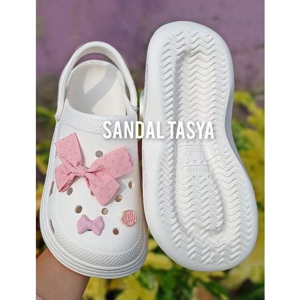 Sandal Baim Wanita Jelly Import Classic Bae Clog Fashion Jibbitz Pita Karakter Beruang Bear Casual Terbaru Korea Style Tinggi 4 cm