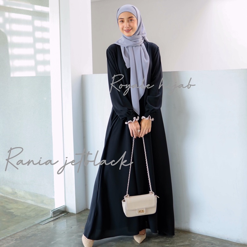 Rania abaya jetblack leuwitex