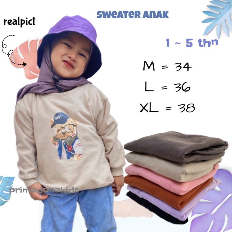 SWETER ANAK LAKI -LAKI perempuan terbaru Fashion Anak Motif Beruang Bahan Flece tebal  1-5 th