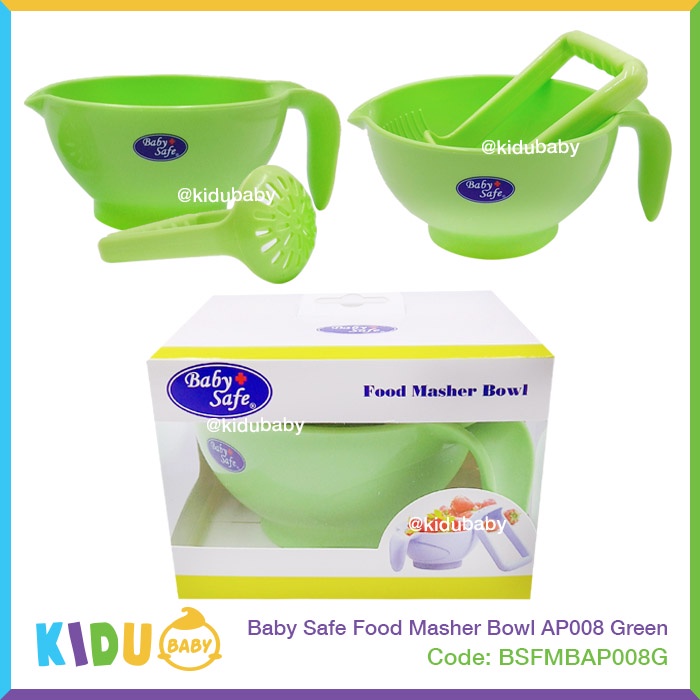 Baby Safe AP008 Mangkok Pelumat Penghalus Makanan Bayi Perlengkapan MPASI Food Masher Bowl AP008 Kidu Baby