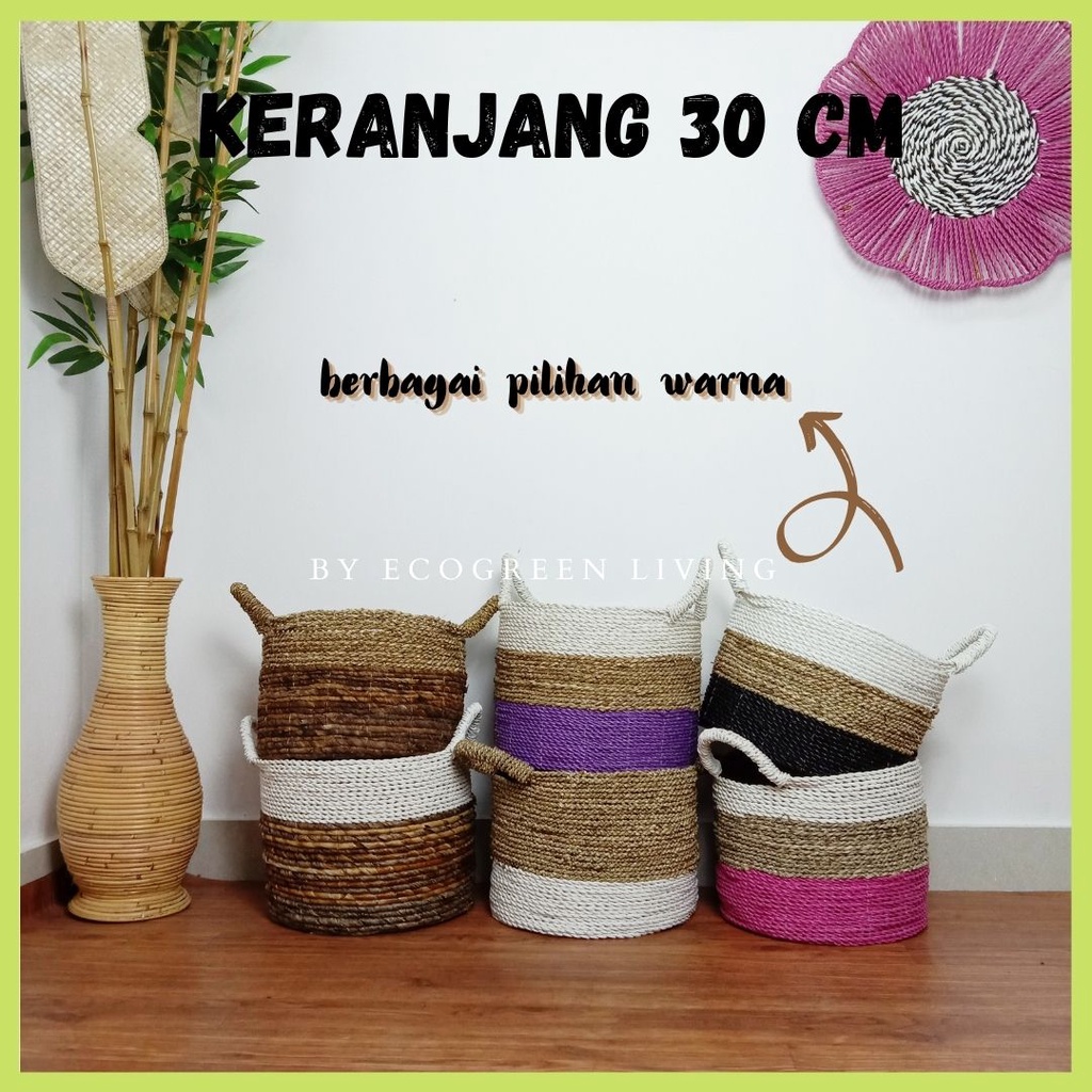 KERANJANG SEAGRASS SATUAN / COVER POT SEAGRASS DIAMETER 30CM