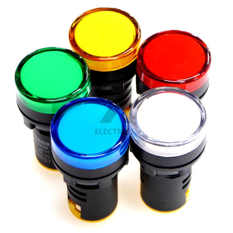 Lampu Pilot Lamp Direct 22mm 220v Indikator Led Signal Color Warna