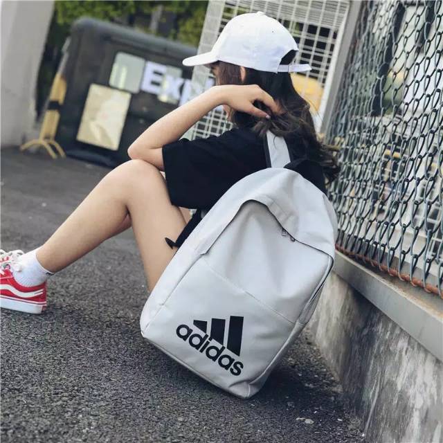 Tas Sekolah Ransel adidas Cewe Cowok Ransel Pria Wanita Kanvas Fashion Tas Sekolah Siswa untuk Remaja Perempuan Ransel Wanita Warna Polos Kualitas Tas Buku Travel Santai