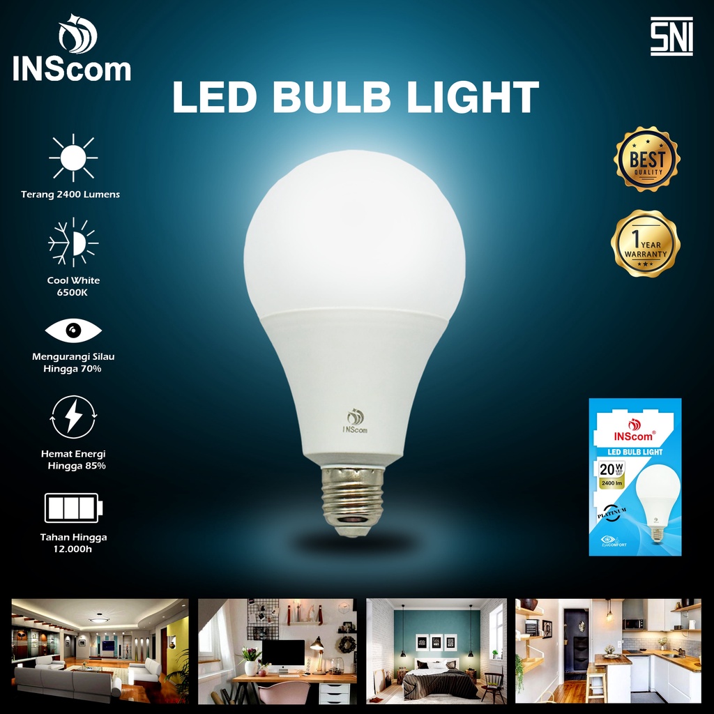LAMPU LED INSCOM E-27 20 WATT/ LED BULB 20 WATT/ LAMPU BOHLAM LED 20 WATT KUNING