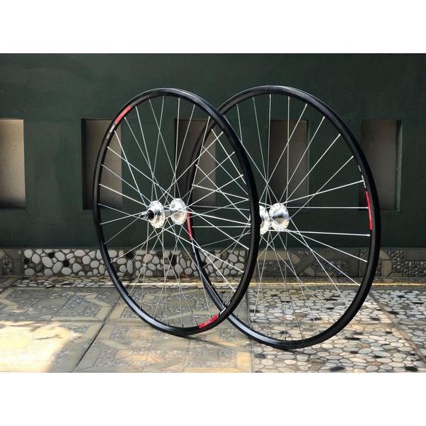 Velg Rims Fixie Roadbike 700C FV 32 &amp; 36 Hole FULL BLACK &amp; BLACK CNC . DOUBLE WALL. ARAYA AR-719