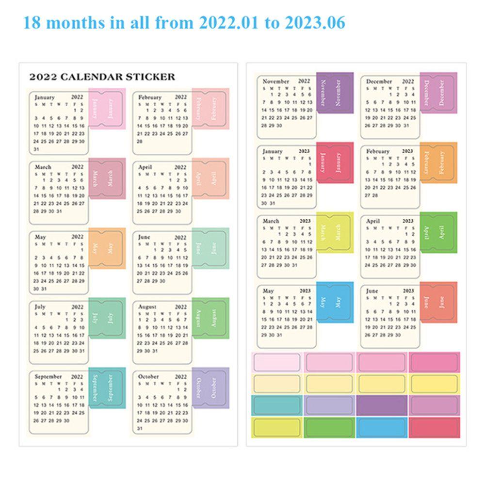 [Elegan] 2022kalender Stiker Siswa Perlengkapan Sekolah Scrapbooking Tangan Akun Alat Tulis Jadwal Organizer Jurnal Planner