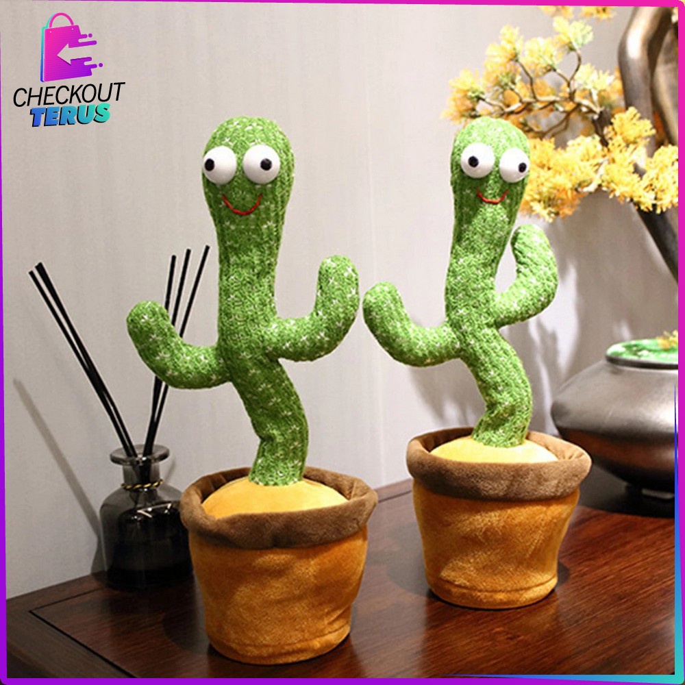 CT M179 Mainan Kaktus Bergoyang dan bisa Bicara Maenan Boneka Kaktus Goyang Dancing Cactus Kaktus Joget