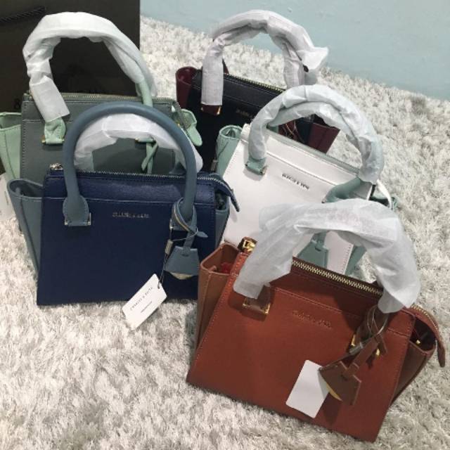 ck 2tone top handle trapeze bag