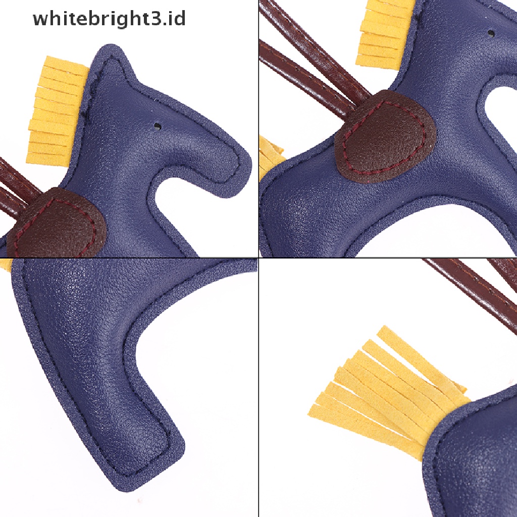 {whitebright3.id} Handmade PU Leather Horse Keychain Animal Key Chain for Women Bag Keychain Charm ,
