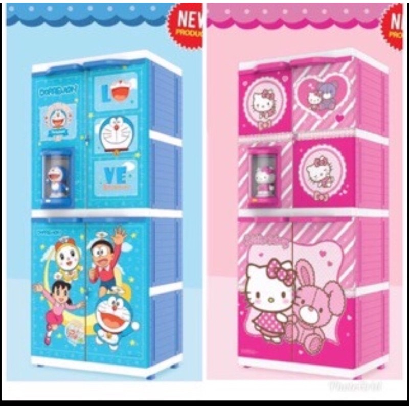 LEMARI PLASTIK ANAK/ LEMARI HELLO KITTY/LEMARI  DORAEMON / LEMARI MSC DOLL NAIBA 9284 / NAIBA 9254