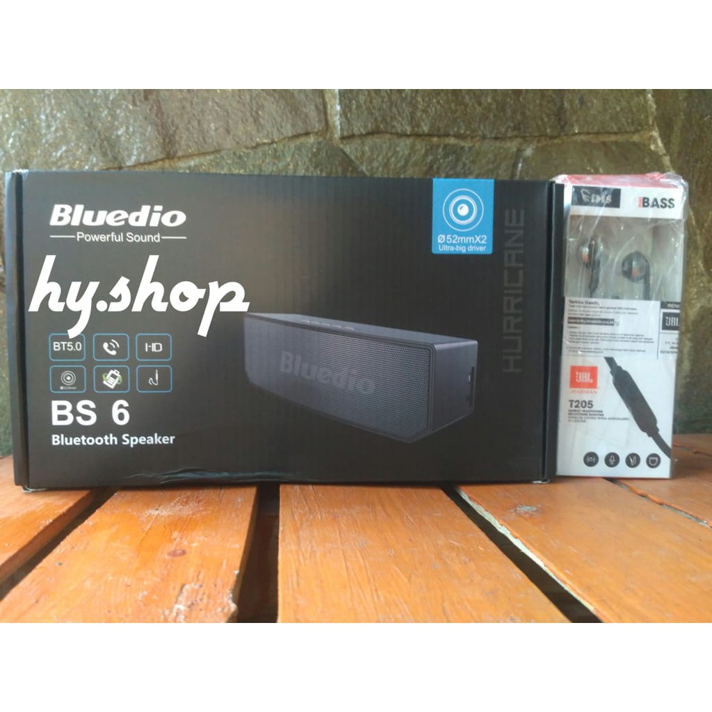 Bundle BS-6 Smart Cloud Bluetooth Portable Speaker dan Earphone JBL T205 by HARMAN ORI