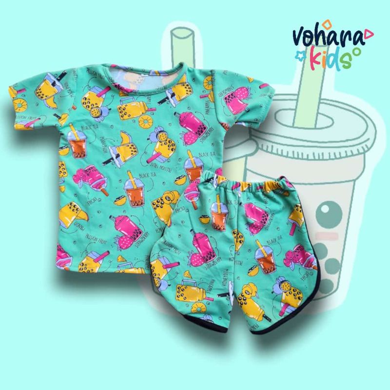 Setelan Anak 2-7 Tahun BTS BOBA SERIES (baju pendek celana pendek)