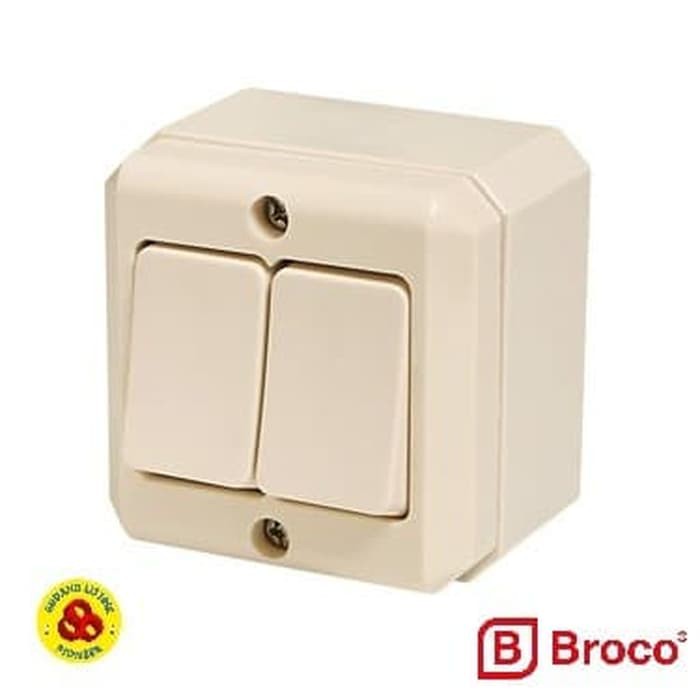 BROCO SAKLAR SERI OUTBOW 16220 OB NEW GEE - SAKLAR DOUBLE / 2 GANG 1 W