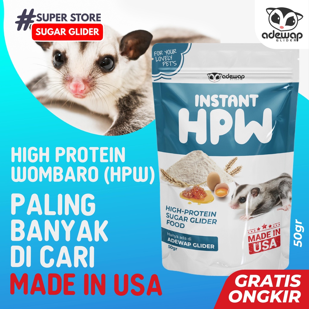 ADEWAP GLIDER HPW Instan Sugar Glider Campuran Nutrisi High Protein Wombaroo - 50Gr
