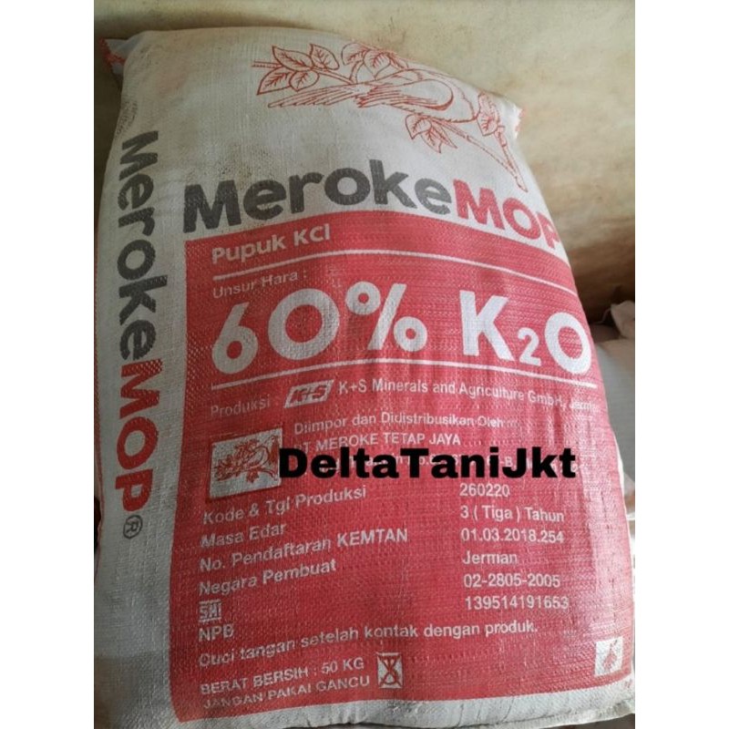 PUPUK MEROKE MOP/KCL KEMASAN 50 KG