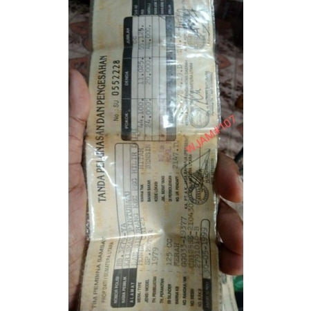 Dokumen surat CB125 tahun 1979 kondisi lengkap