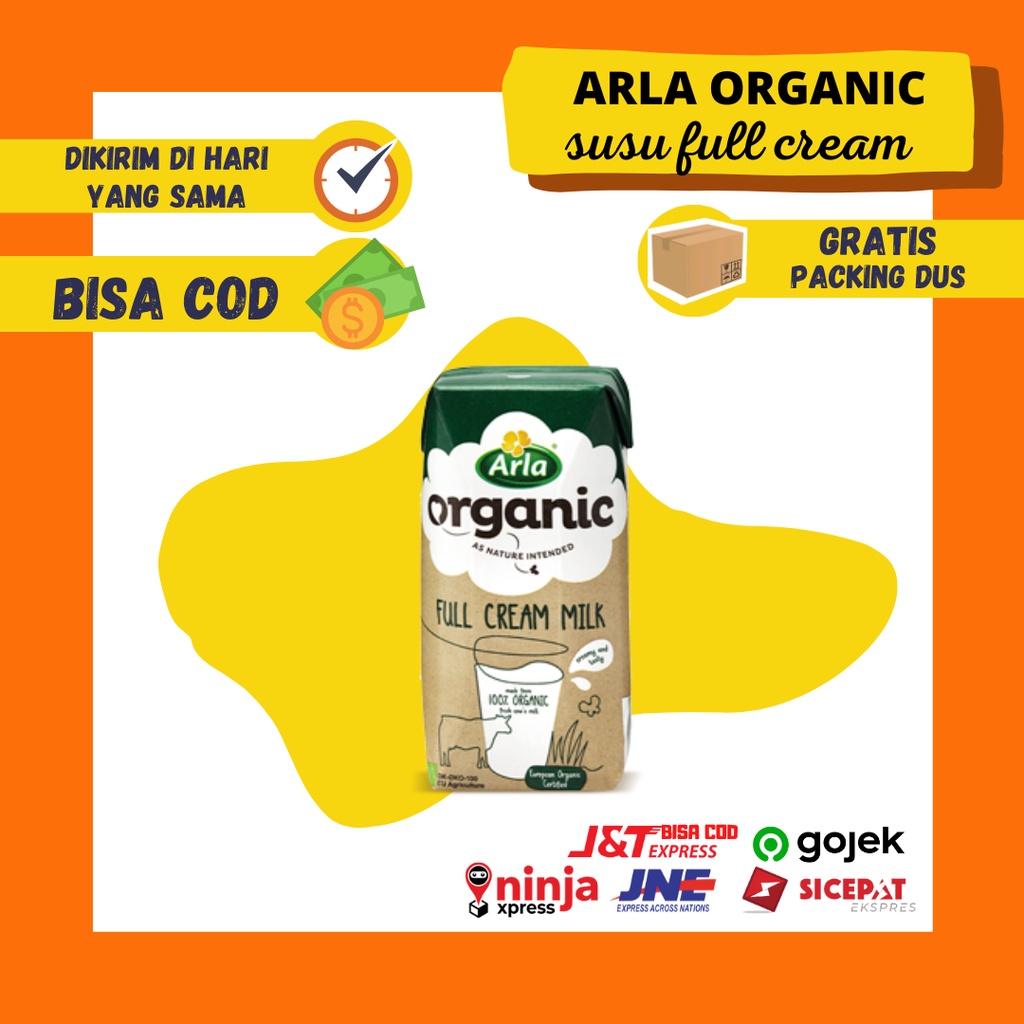 Arla Organic Full Cream Milk Susu UHT Full Cream Organik 200 ml Standar Eropa Susu Sapi Bisa Untuk Bahan Mpasi Bayi Anak