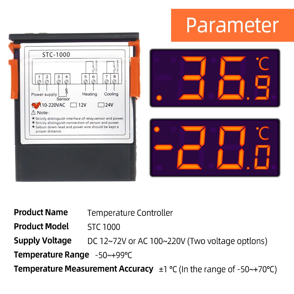 STC-1000 220V AC Thermostat Digital Suhu - Temperature Control
