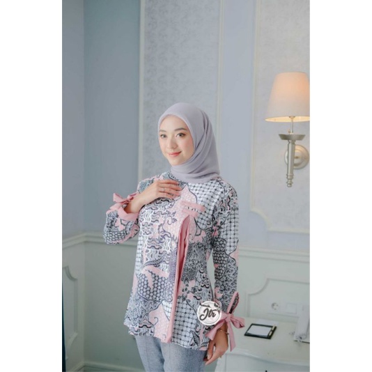 Batik wanita ASJ SA HRB026 Kenongo Kemeja Tosca Pendek-Shakira pink