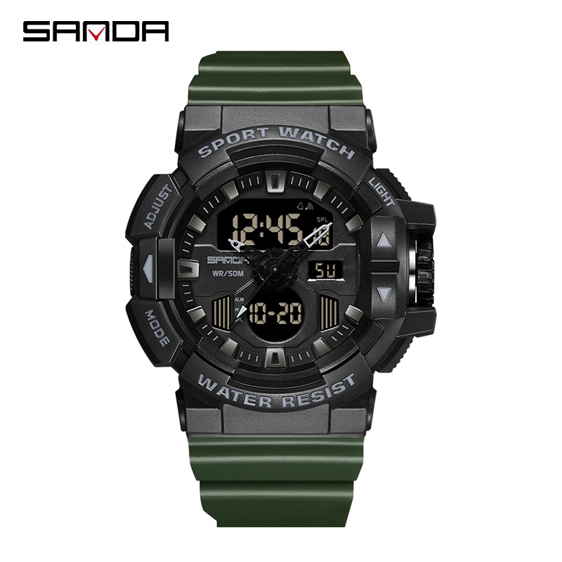 SANDA 3129 Jam Tangan Pria Wanita Digital Analog Tali Rubber Shockproof Anti Air WATCHKITE WKOS