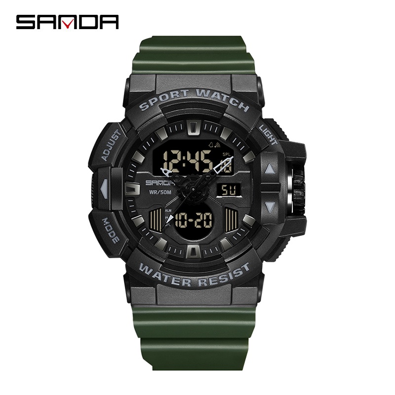 SANDA 3129 Jam Tangan Pria Wanita Digital Analog Tali Rubber Shockproof Anti Air WATCHKITE WKOS