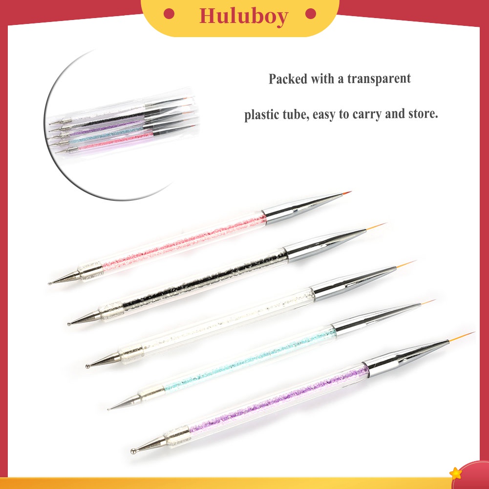 Huluboy Huluboy♡ 5pcs / Set Pen Dotting Gambar Berlian Imitasi Untuk Nail Art Manicure DIY