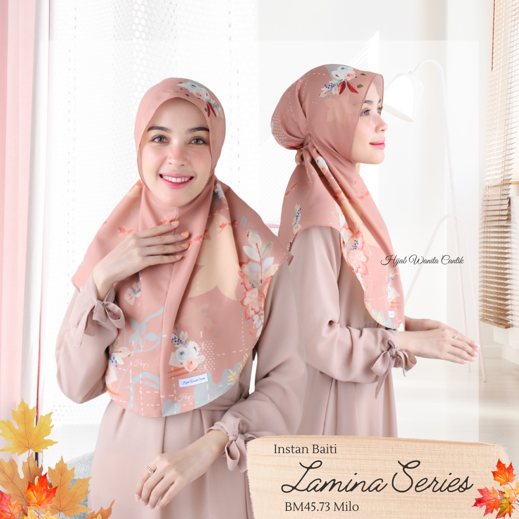 Hijabwanitacantik - Instan Baiti Lamina Series BM45.73 Milo | Hijab Instan Bergo | Jilbab Instan Motif Printing Premium