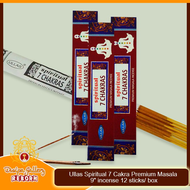 Ullas Spiritual 7 Cakra Premium Masala 9&quot; incense 12 sticks/ box