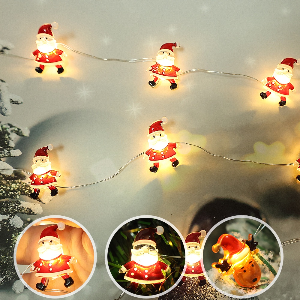 Lampu String Led 3d Bentuk Kartun Santa Claus Snowman Dan Pohon Natal Untuk Dekorasi