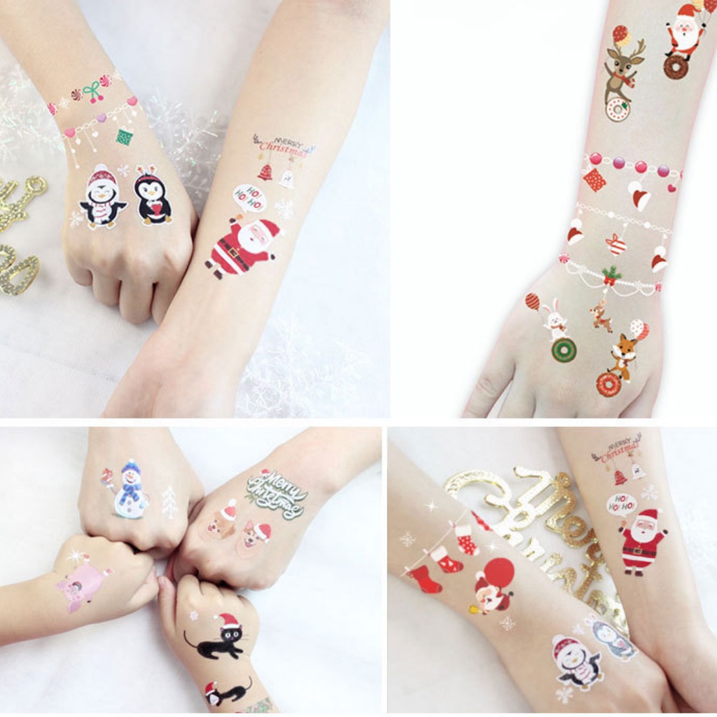 White Stiker Xmas Tattoo | Tato Temporer Natal | Waterproof