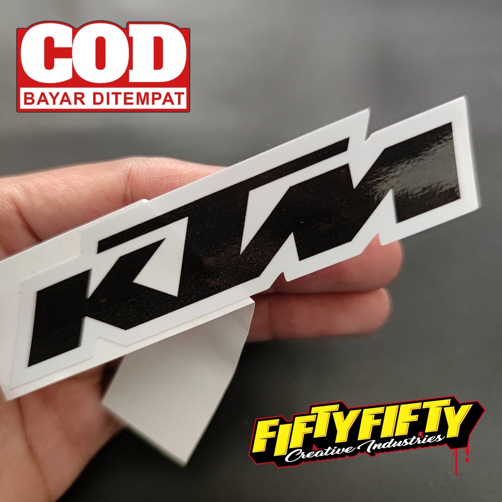 Stiker Print Cut KTM HITAM Stiker Printing Laminasi Glossy Tahan Air Stiker Motor Mobil Helm Sudah Membentuk Pola Desain