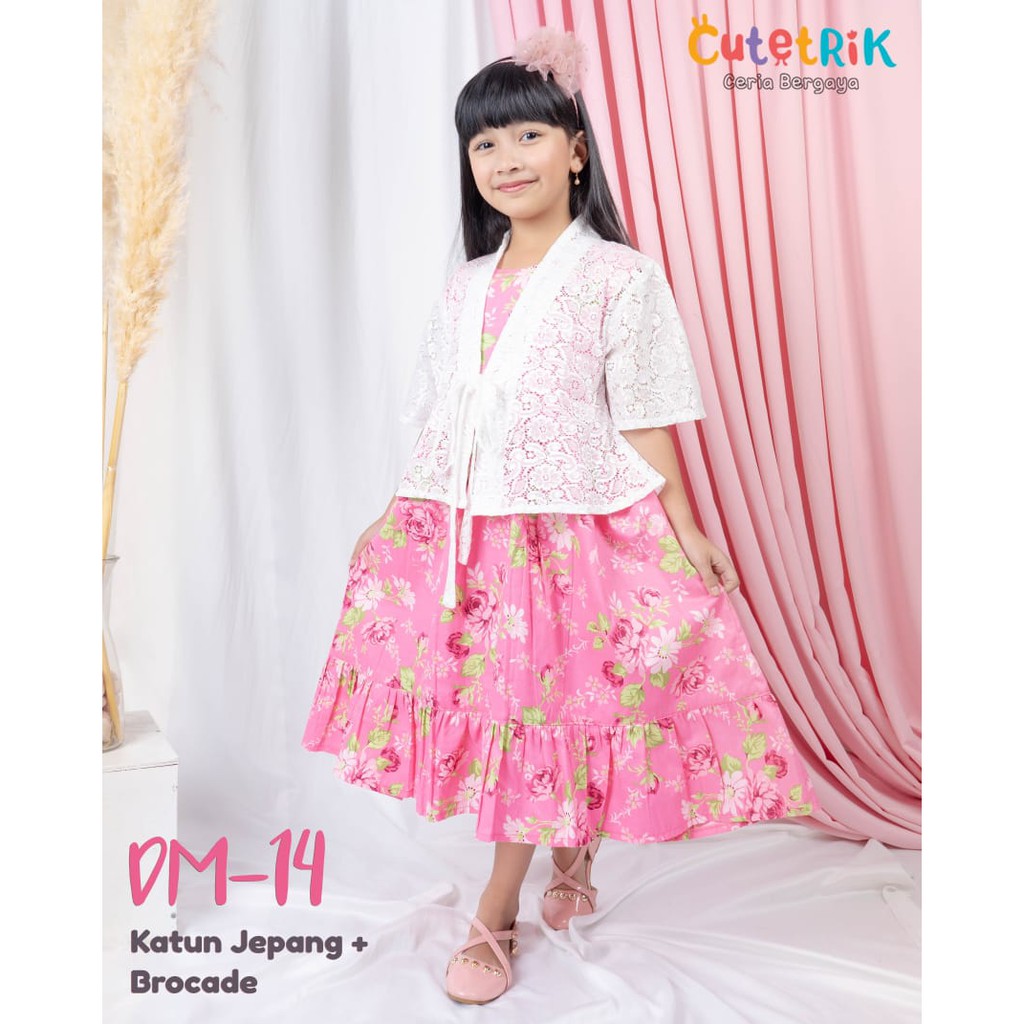 Dress anak cutetrik model bolero bahan katun jepang dan brukat cantik usia 2-7tahun