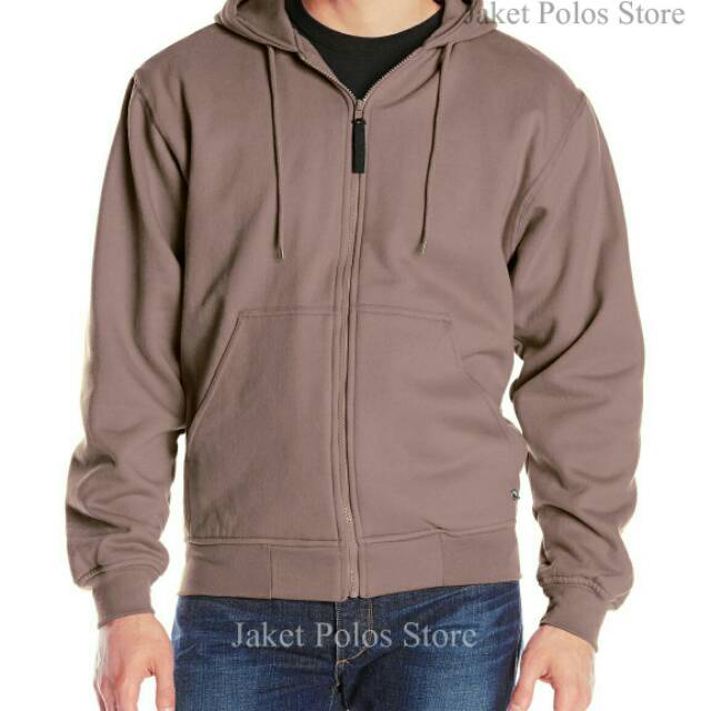 Jaket Hoodie Zipper Coklat Mocca Polos UniPolos 