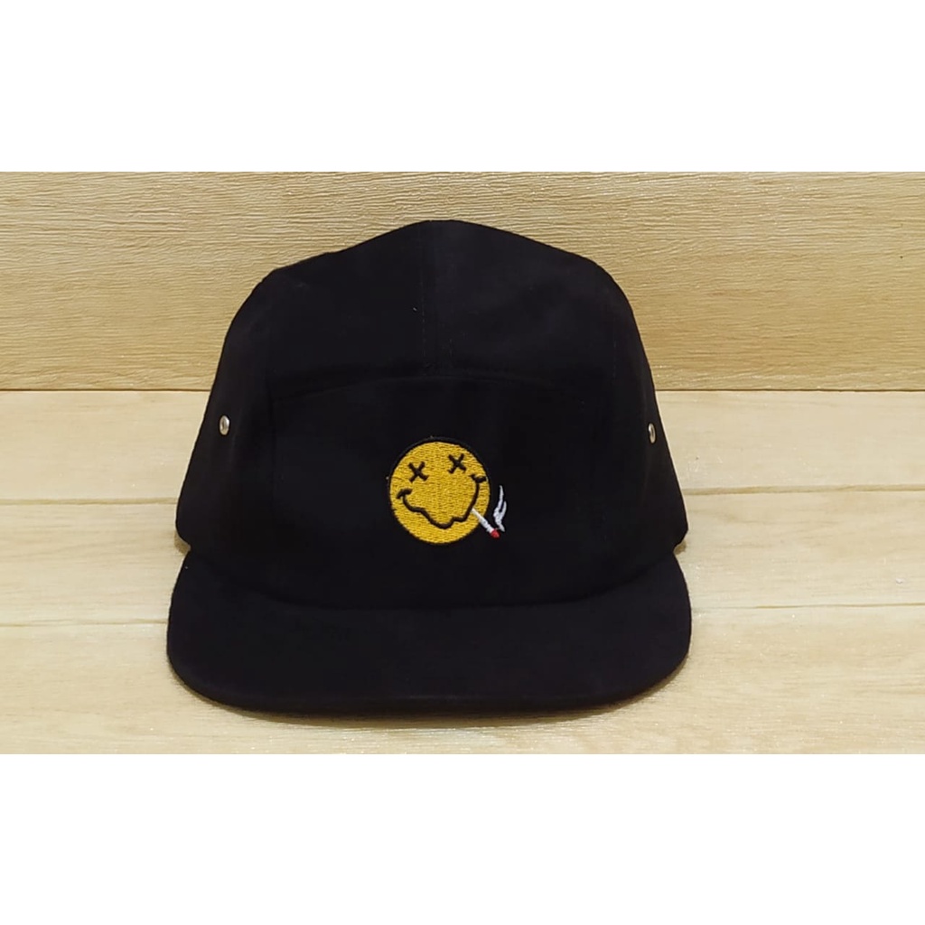 [COD]Topi Snapback Bordir SMILE Lima Panel New Model/Topi Distro Hip-Hop/Topi Distro Pria