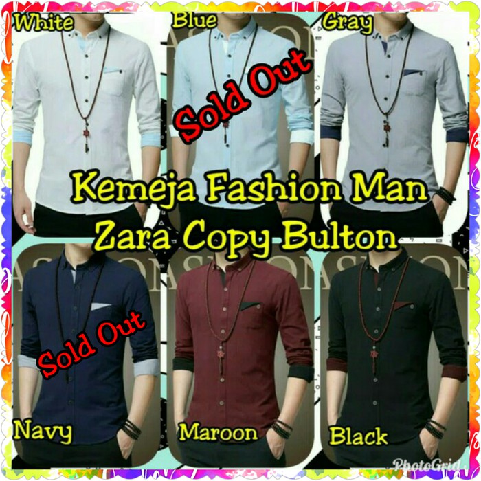 [READY STOK] Kemeja Fashion Man Zara Copy Bulton - Hitam my trend Hijrah Store