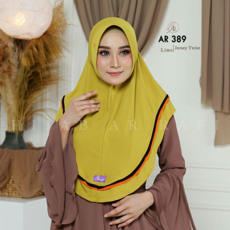 Hijab Arrafi AR 389 Bergo Jilbab Kerudung Tudung Kudung Instan Syari Lime