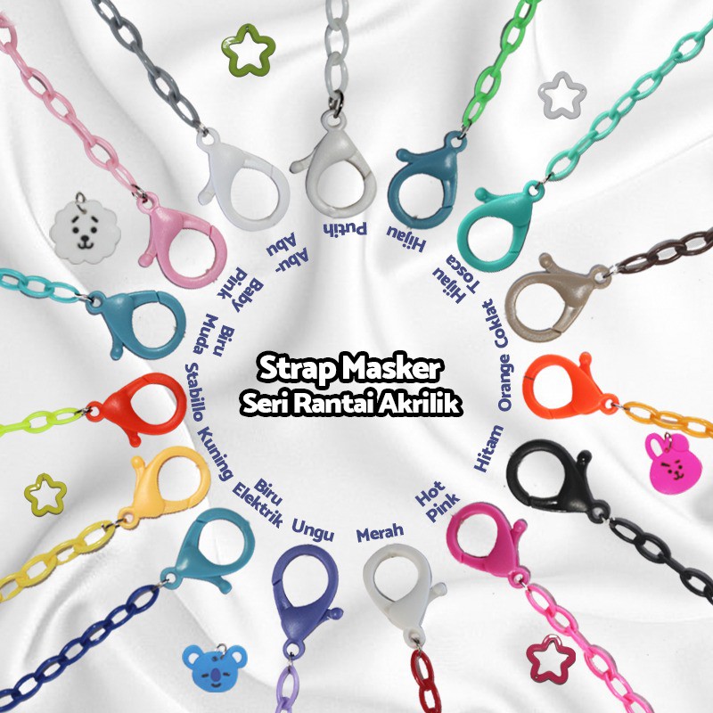 Tali Masker Strap Masker Kpop Kalung Masker Anak Dewasa Rantai Korea Akrilik BT21 Treasure Star