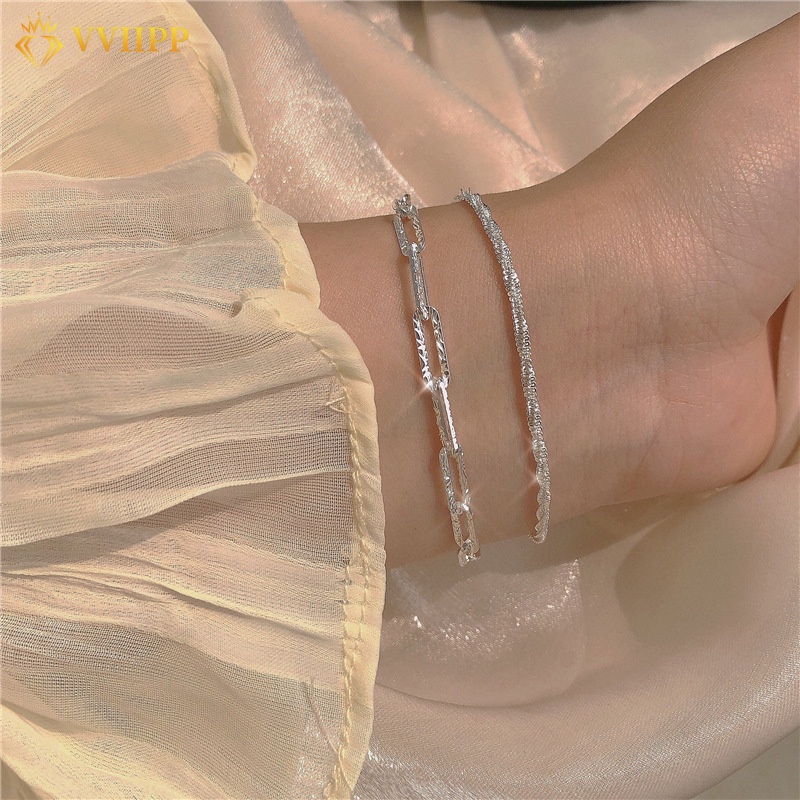 2pcs / Set Gelang Gesper Bahan Alloy Untuk Aksesoris Perhiasan Wanita