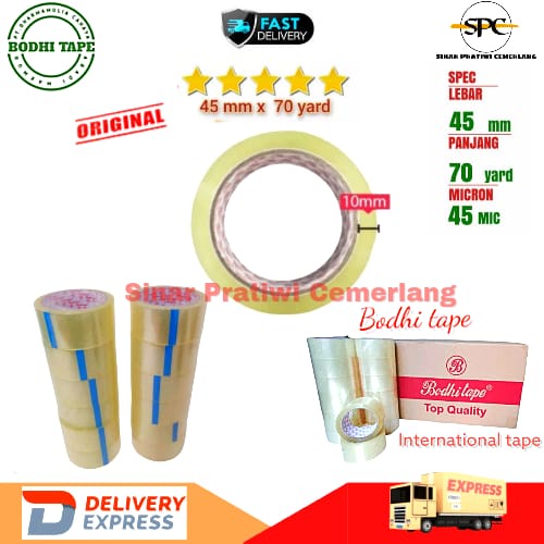 

Lakban Bening/Coklat 45mm x 70 yard (Bodhi Tape) Plakban Original