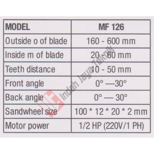 Carbon Round Saw Sharpener Oscar MF-126 / Mesin Asah Pisau Circle