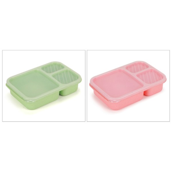 Adda Home - Tempat Makan Lunch Box 3 Sekat Bahan Jerami Gandum Wheat Straw Anti Pecah