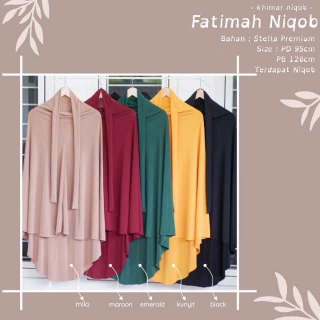 HIJAB NIQOB / BERGO SYARI NIQOB - FATIMAH NIQOB - BAHAN STELLA PREMIUM - BEST SELLER (BISA COD)