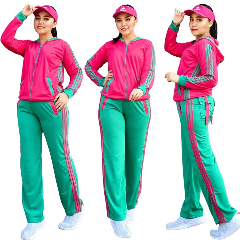 Baju Senam Training Pink Toska Ads Setelan Olahraga Hijab Panjang Muslim Wanita Stelan Gym Fitness R