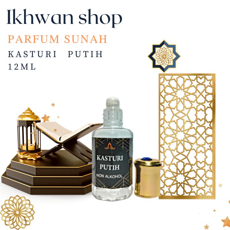 Minyak Wangi Kasturi Putih Parfum Arab Saudi Murni Non Alkohol 12ml parfume Ibadah Sholat Bibit Asli