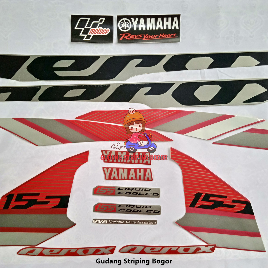 STIKER STRIPING BODY YAMAHA AEROX 155 2018 MERAH