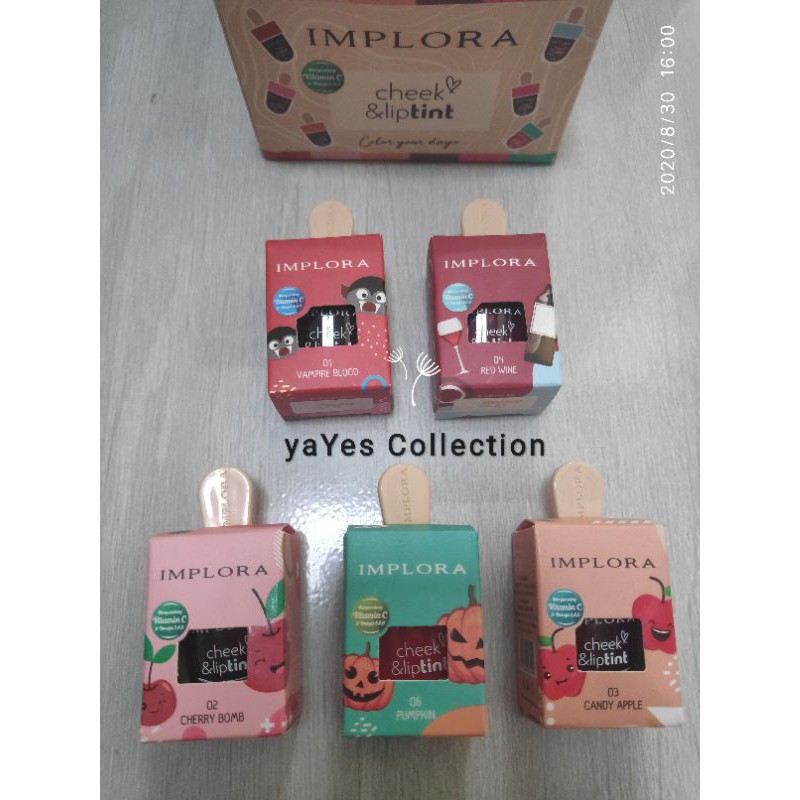 Liptint implora lipstik lip tint red candy bloom  konsmetik kecantikan bibir mulut